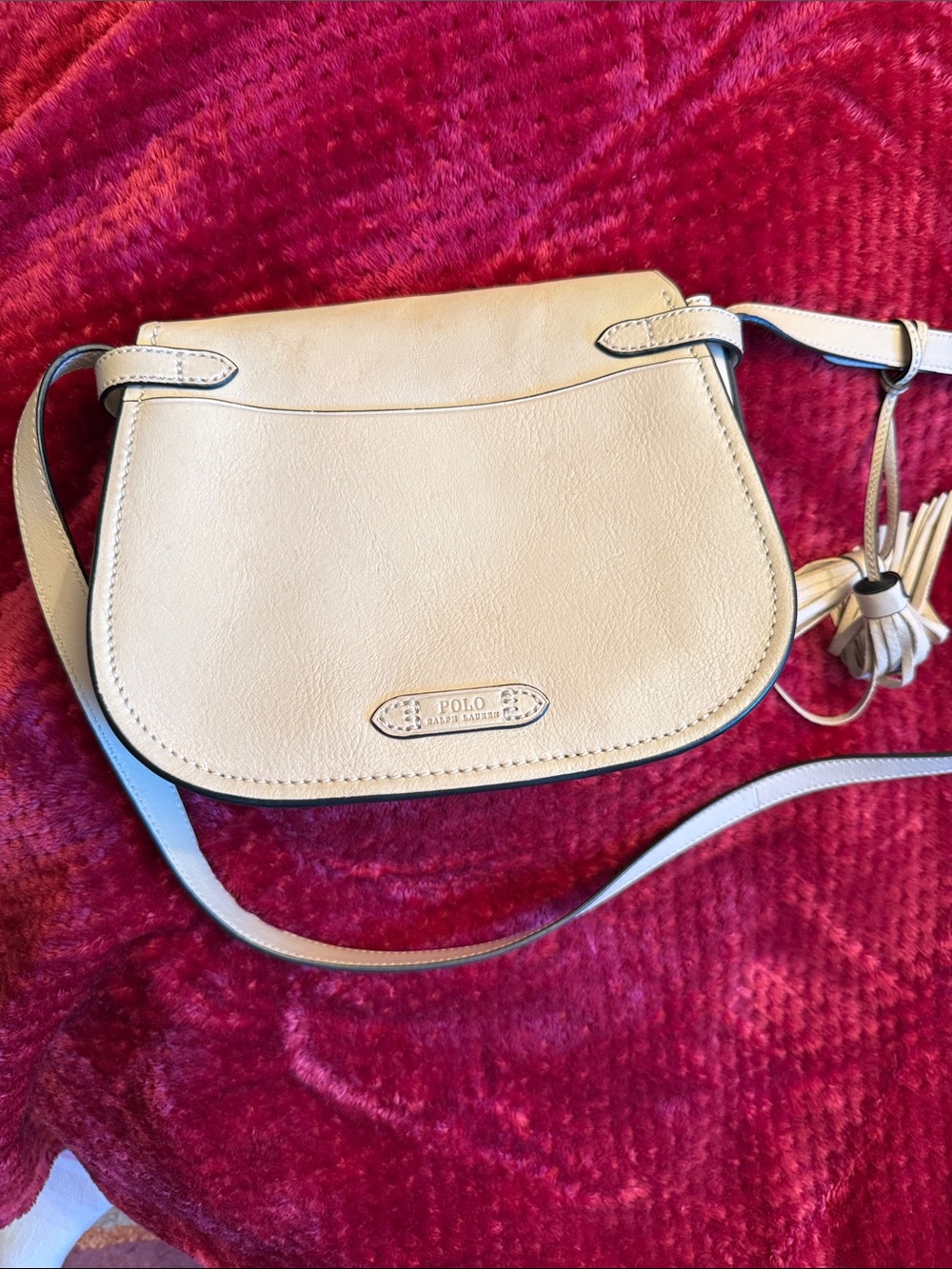 Polo by Ralph Lauren Cream Crossbody Saddle Bag with Tassel - Picture 5 of 5